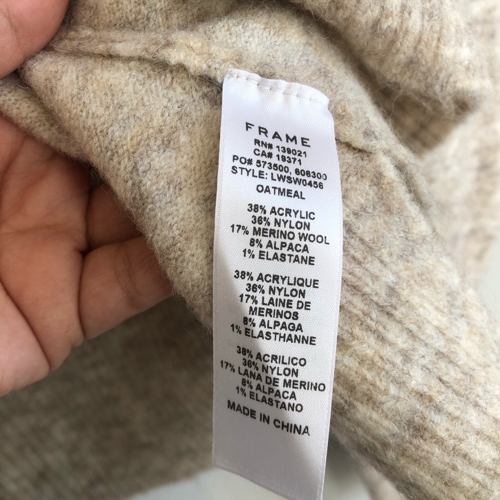 Frame Denim Swingy Oatmeal Turtleneck Sweater L - image 7